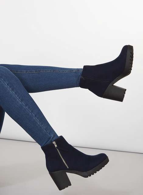 Blue 'Minny' Chunky Ankle Boots